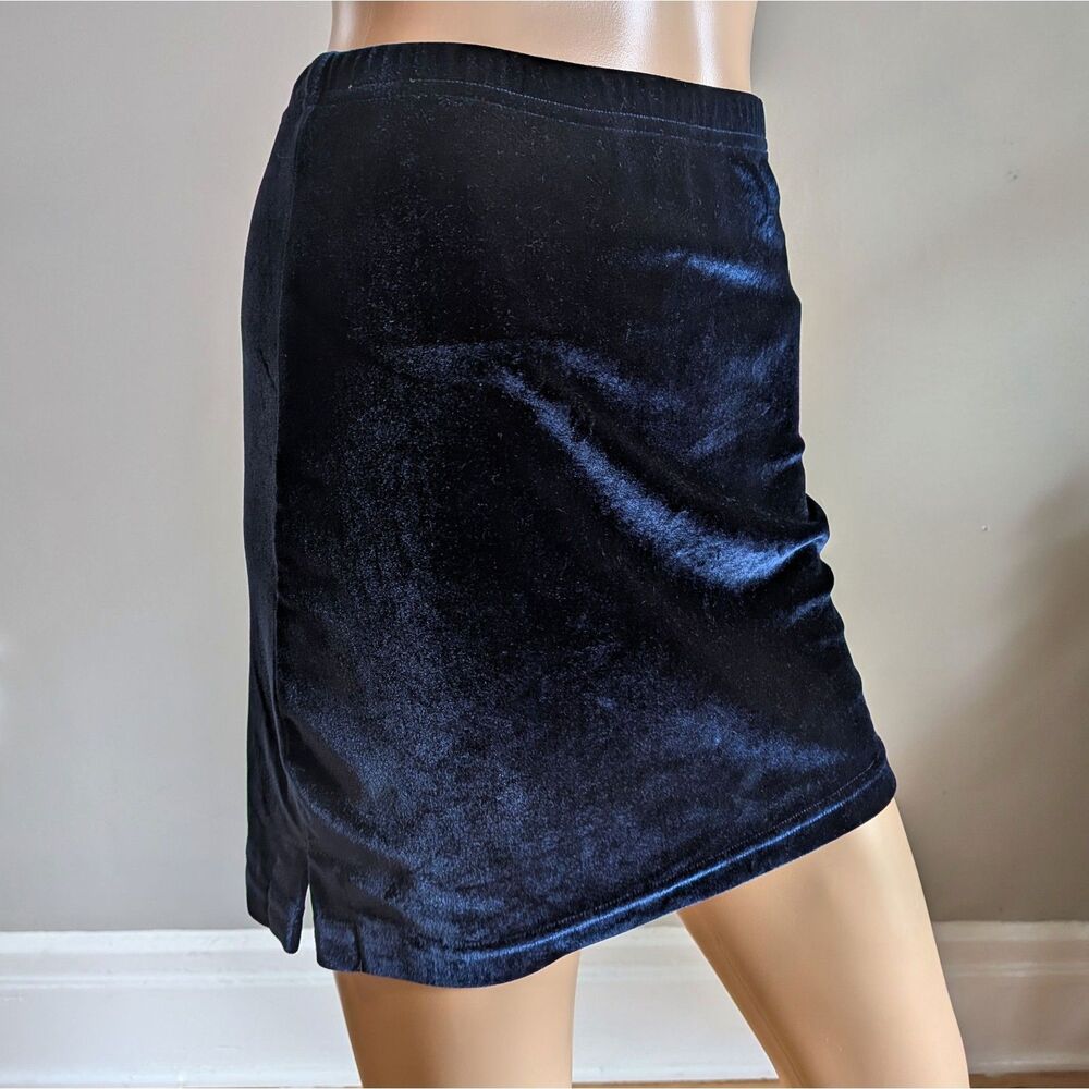 Vintage 90s Y2K Blue Velvet Mini Skirt Cyber Generation Juniors Size XS